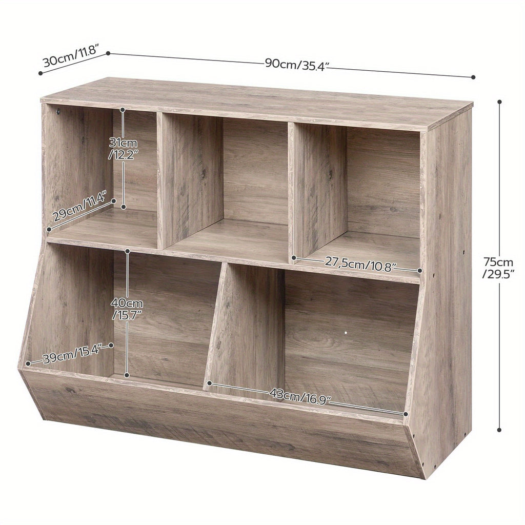 Rustic Brown Engineered Wood Toy Storage Cabinet & Bookshelf - 35.4\