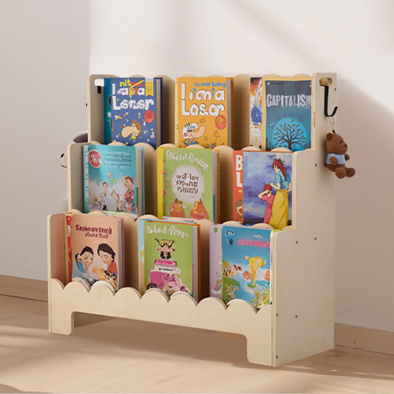 VEVOR Kids Bookshelf 3-Tier \u002F 5-Tier Scalloped Wooden Front Facing Toddler Bookcase