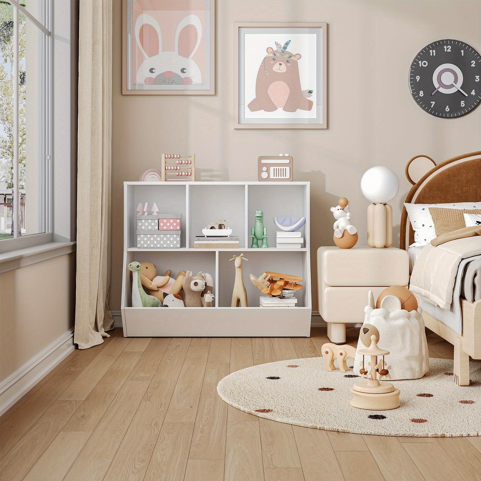 Rustic Brown Engineered Wood Toy Storage Cabinet & Bookshelf - 35.4\