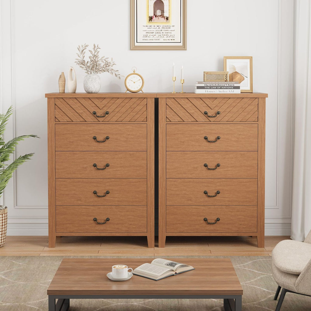 5-Drawer Wooden Storage Dresser Organizer | Brown, 30.3\