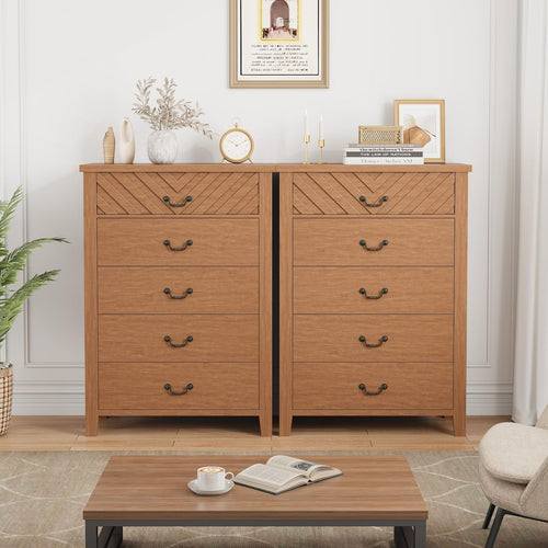 5-Drawer Wooden Storage Dresser Organizer | Brown, 30.3\