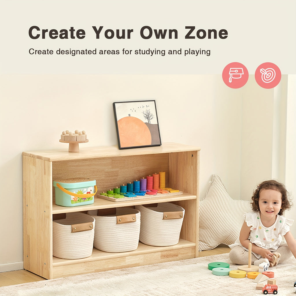 All Rubber Wood Bookshelf And Toy Storage, 35.4\