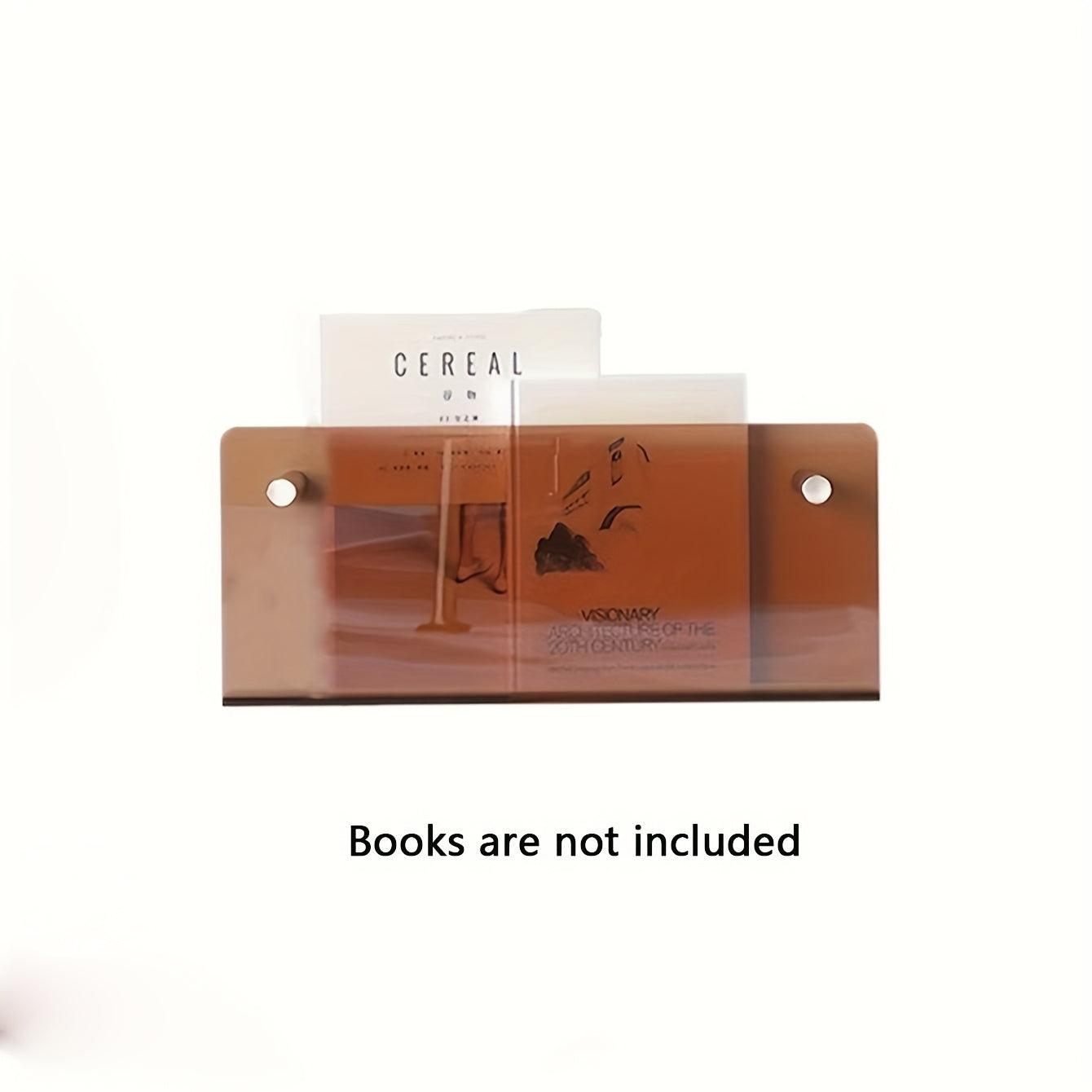 Acrylic Wall-Mounted Bookshelf in Orange And Brown, Transparent Picture Book And Magazine Rack, Minimalist Wall Decor, Display Shelf.