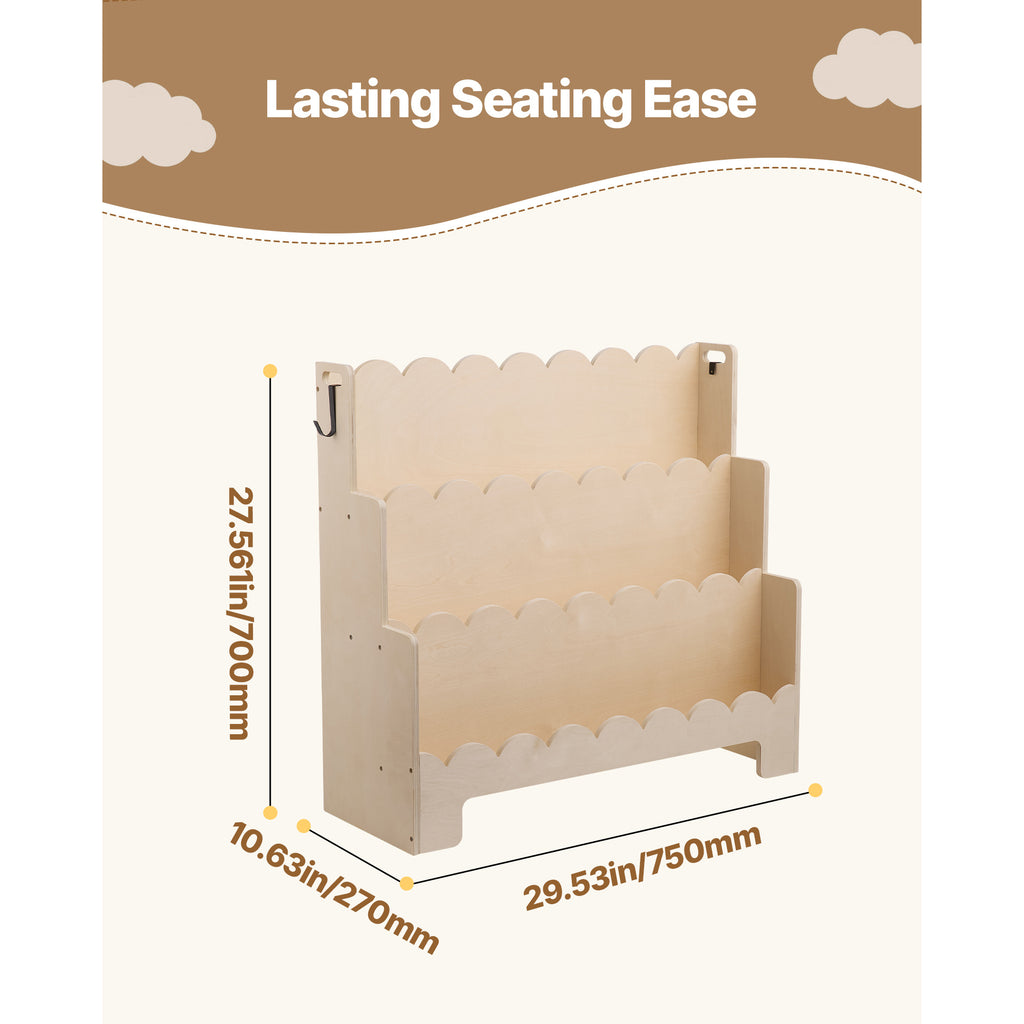 VEVOR Kids Bookshelf 3-Tier \u002F 5-Tier Scalloped Wooden Front Facing Toddler Bookcase