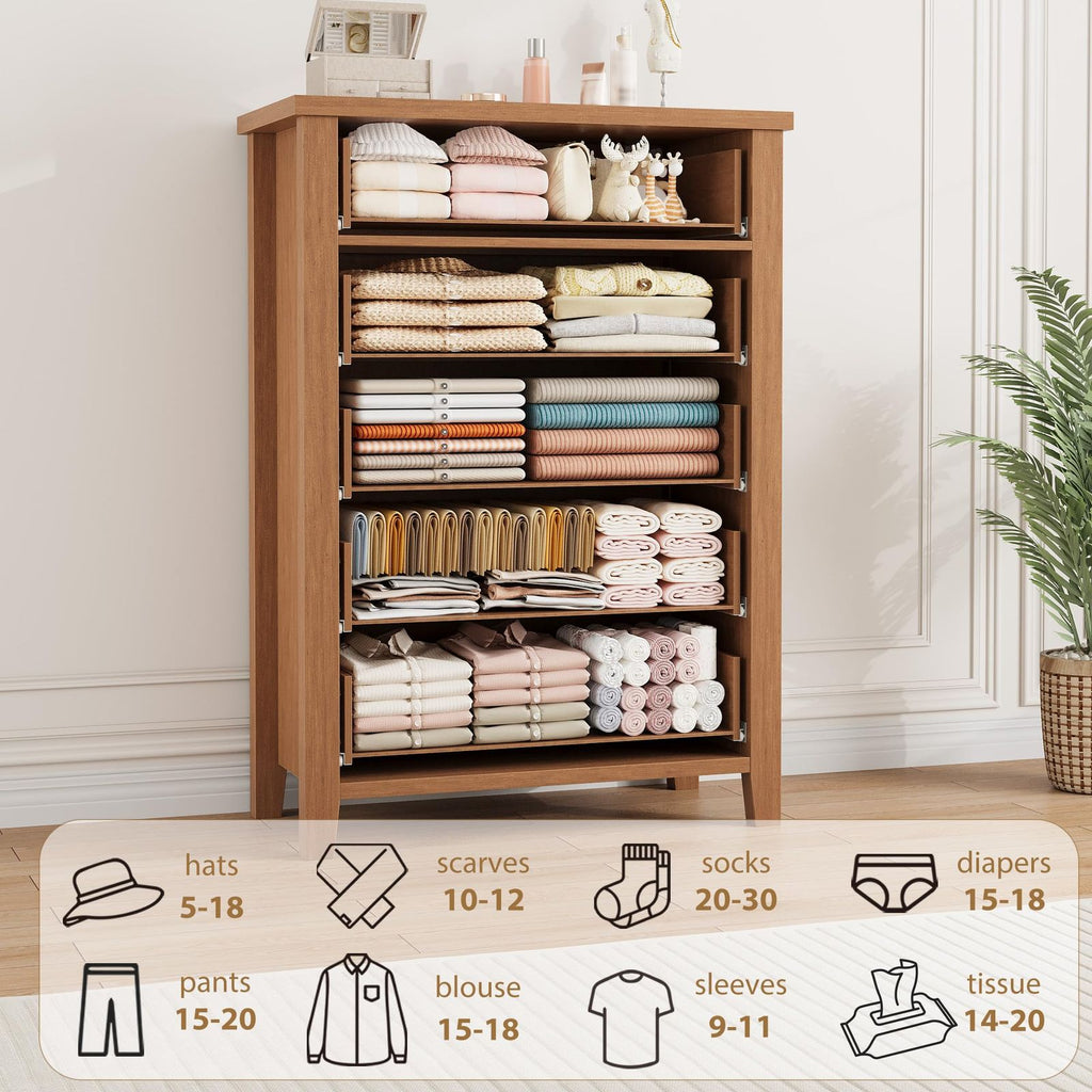 5-Drawer Wooden Storage Dresser Organizer | Brown, 30.3\