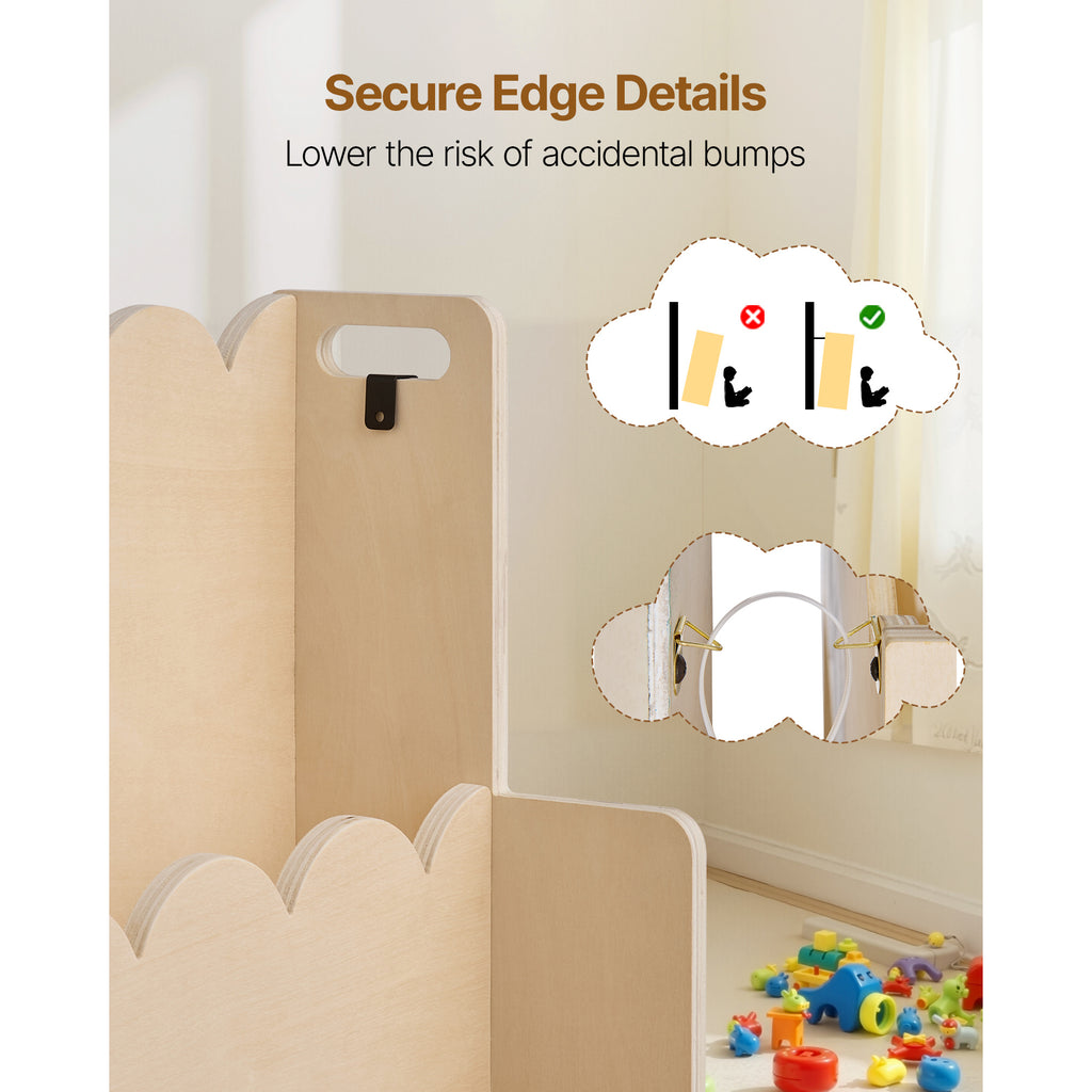 VEVOR Kids Bookshelf 3-Tier \u002F 5-Tier Scalloped Wooden Front Facing Toddler Bookcase