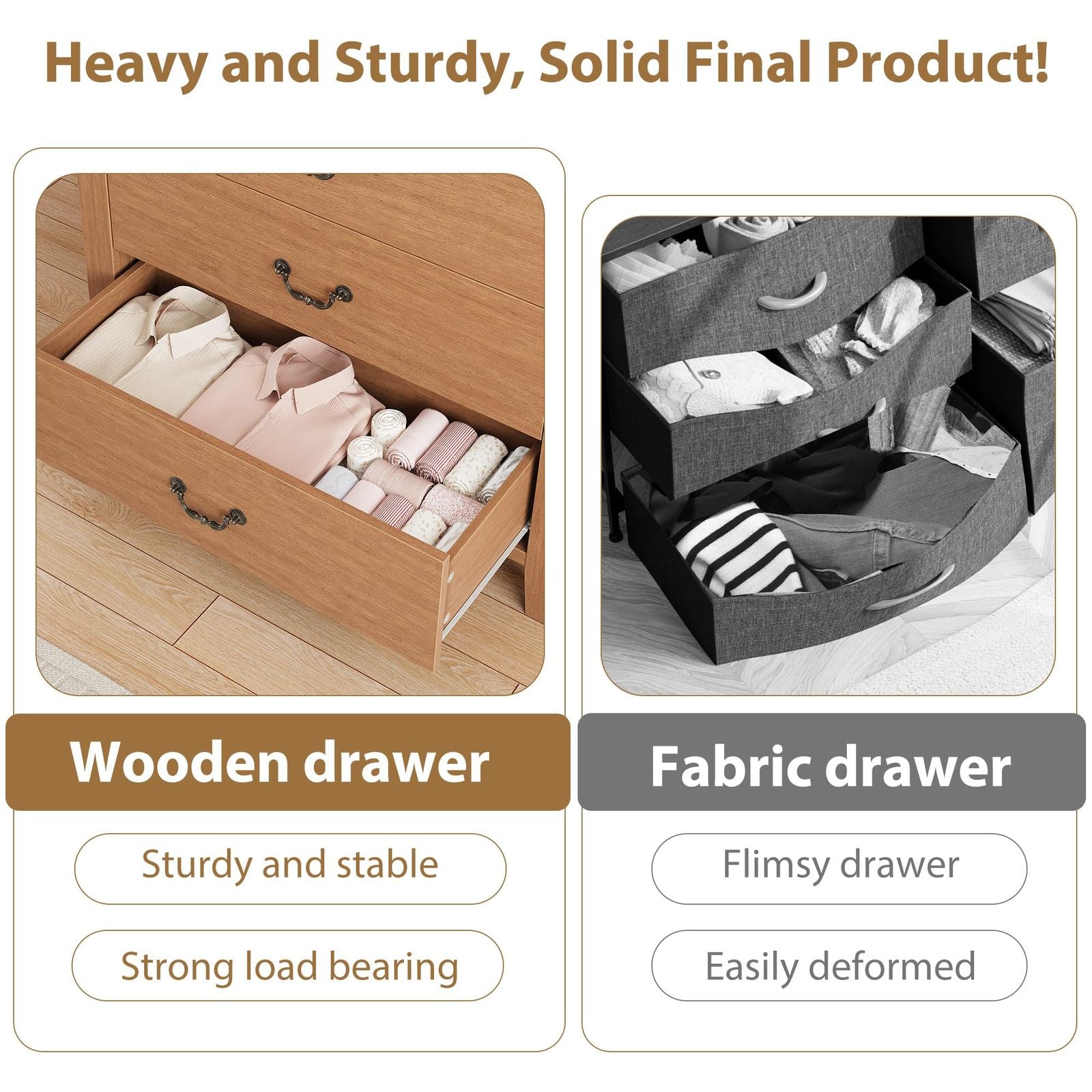 5-Drawer Wooden Storage Dresser Organizer | Brown, 30.3\