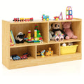 Beige Wooden Toy Storage Cabinet with 2 Shelves And 5 Cubes., Toy Storage Box