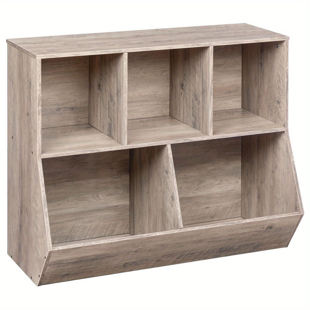 Rustic Brown Engineered Wood Toy Storage Cabinet & Bookshelf - 35.4\