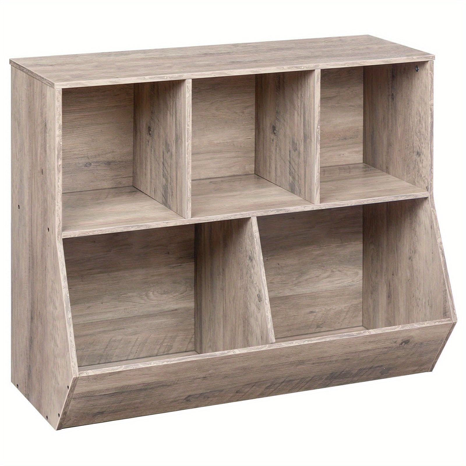 Rustic Brown Engineered Wood Toy Storage Cabinet & Bookshelf - 35.4\