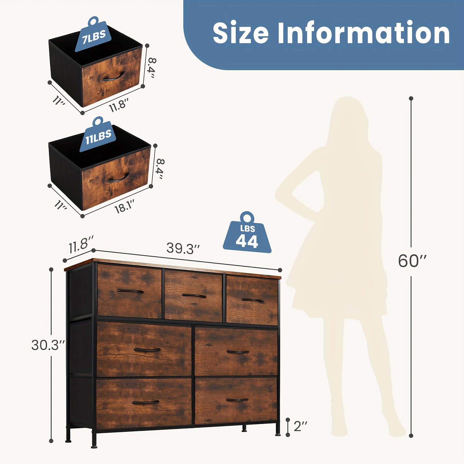 7-drawer\u002F8-drawer\u002F9-drawer Home Display Cabinet, Storage Cabinet, Tall Dressing Table Fabric Storage Tower, Wooden Top, Suitable For Wardrobes, Entrances, Living Rooms, Can Be Purchased Individually Or Multiple As Needed