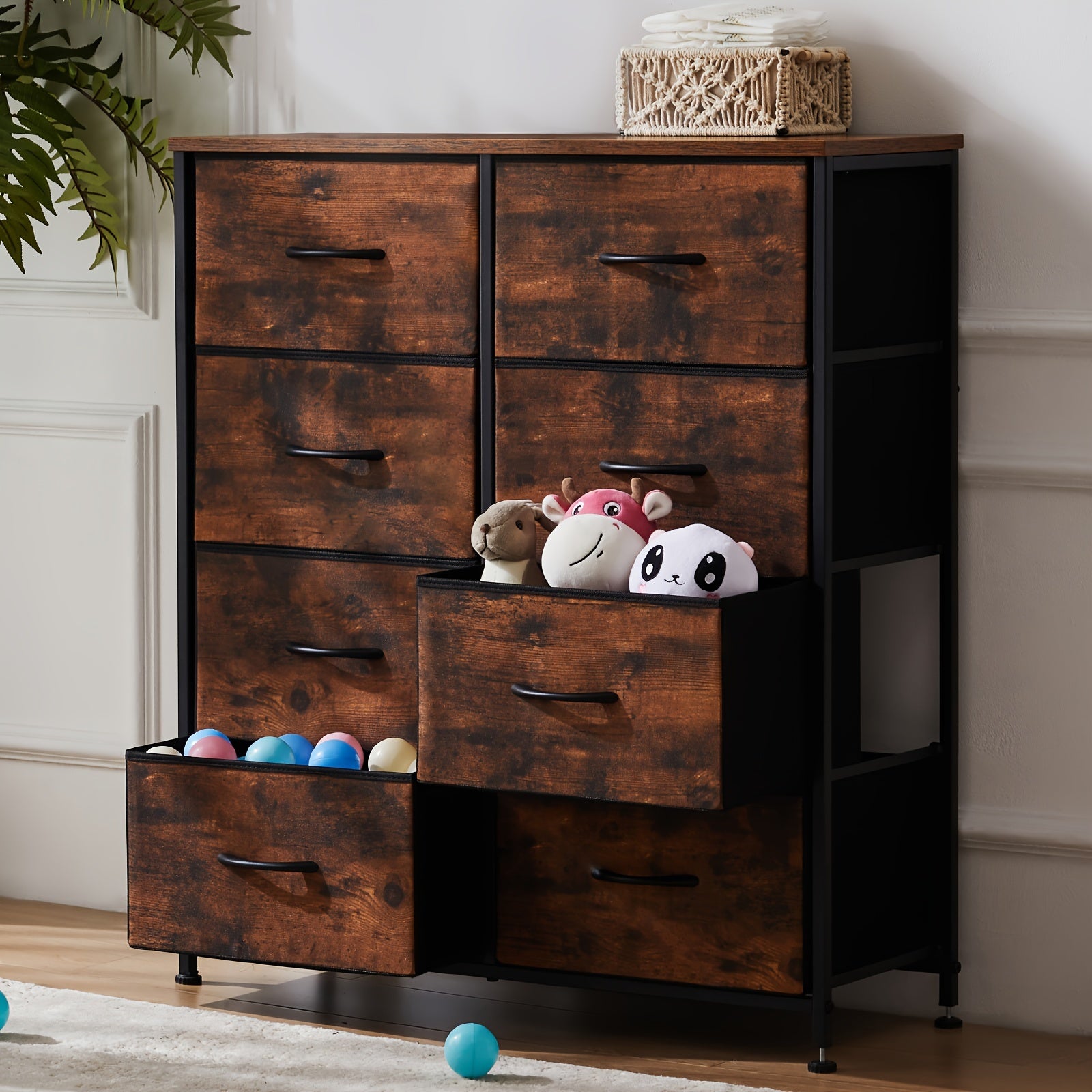 7-drawer\u002F8-drawer\u002F9-drawer Home Display Cabinet, Storage Cabinet, Tall Dressing Table Fabric Storage Tower, Wooden Top, Suitable For Wardrobes, Entrances, Living Rooms, Can Be Purchased Individually Or Multiple As Needed