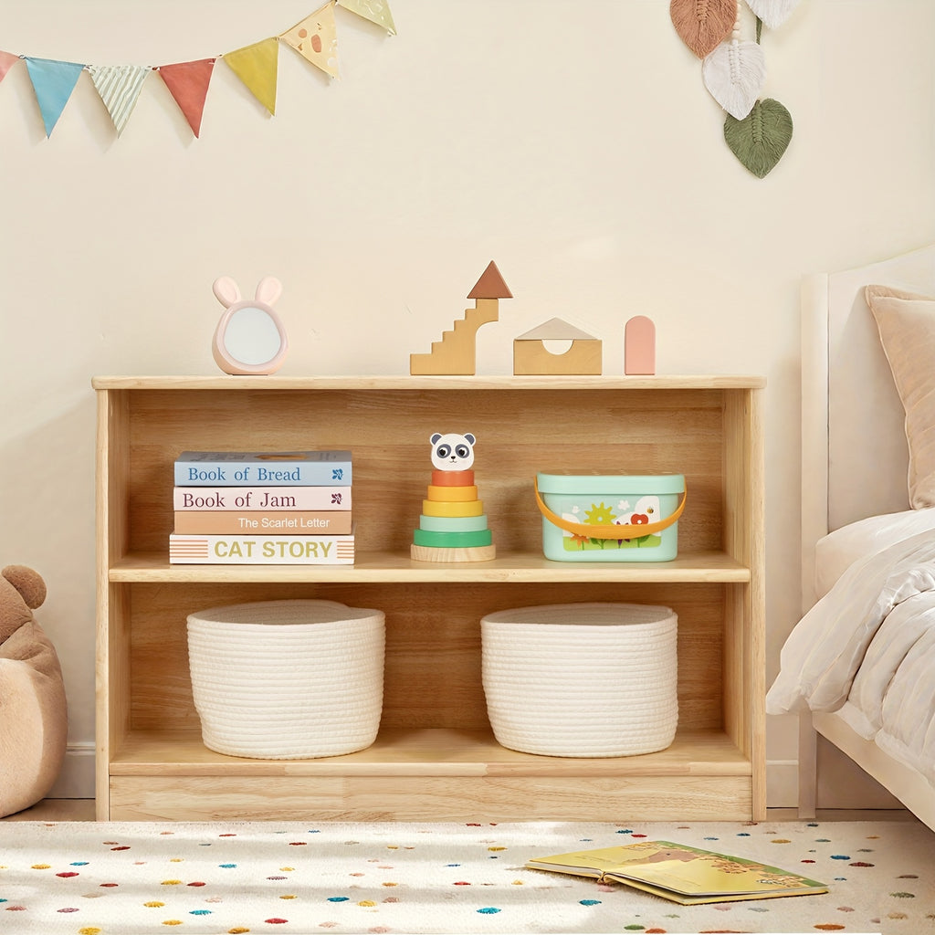 All Rubber Wood Bookshelf And Toy Storage, 35.4\