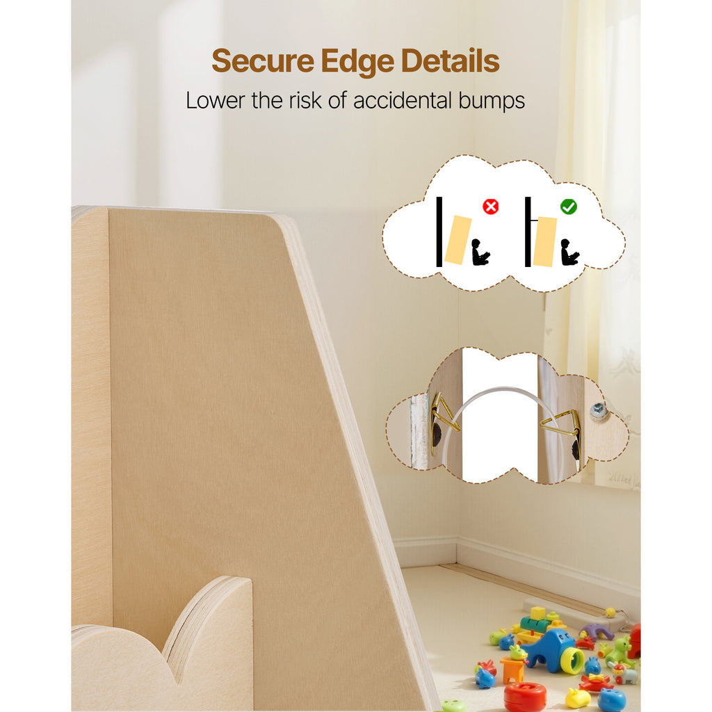 VEVOR Kids Bookshelf 3-Tier \u002F 5-Tier Scalloped Wooden Front Facing Toddler Bookcase