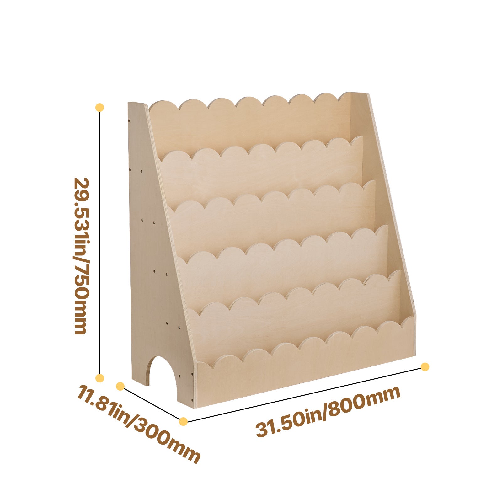 VEVOR Kids Bookshelf 3-Tier \u002F 5-Tier Scalloped Wooden Front Facing Toddler Bookcase