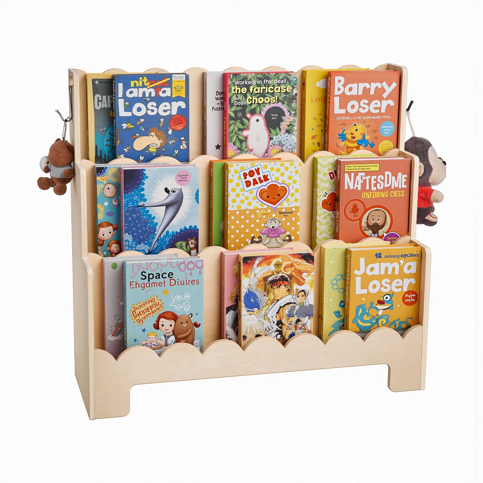 VEVOR Kids Bookshelf 3-Tier \u002F 5-Tier Scalloped Wooden Front Facing Toddler Bookcase