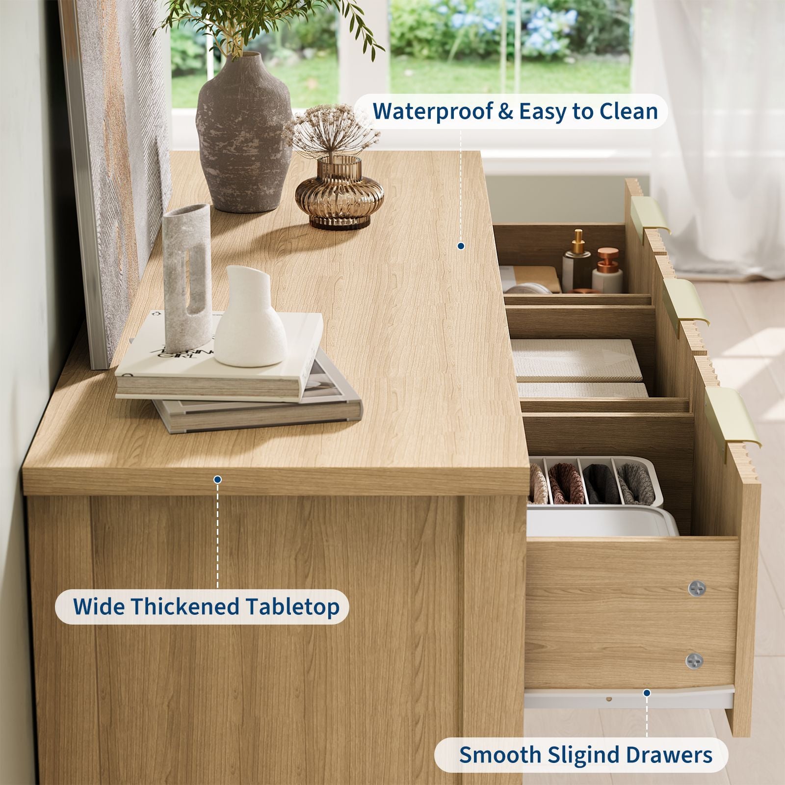 New Upgraded Storage Cabinet Modern 7-Drawer Wavy in Durable, Dimensions 47.24inch Length X 15.75inch Width X 31.5inch Height, Stylish Storage Solution for Home for Home Room Decor Christmas Decorations, Birthday Gifts for Women Men Friends